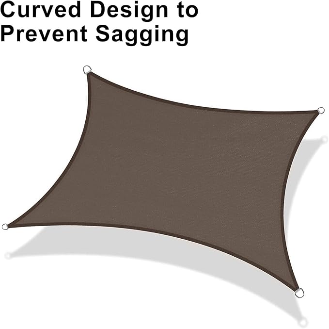 LOVE STORY Custom Size 10'x15' Brown Sun Shade Sail Rectangle UV Block Canopy Patio Sail Sunshades Fabric for Outdoor Garden Carport (We Make Custom Size)