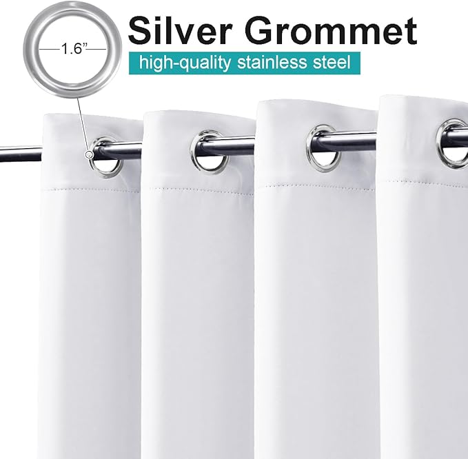 NICETOWN Outdoor Curtainch for Patio Waterproof 84 inch Wide, Thermal Insulated Rustproof Grommet UV Blocking Cabana Curtainch & Drape, Privacy Safe Shade for Gazebo, Pure White, 1 PC, 95-Inch Long