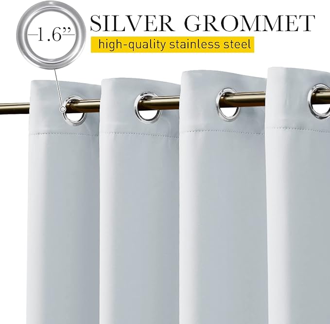 NICETOWN 2 Panels Weighted Blackout Curtains with Grommet & Back Tab on top and Bottom for Patio Waterproof, Windproof Privacy Outdoor Dividers for Cabana with Fixed Rope, W52 x L84, Greyish White