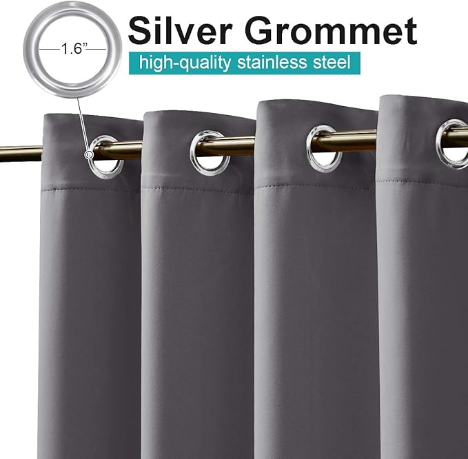 NICETOWN Outdoor Curtain for Patio Waterproof 100'' Width, Patio Privacy Panels Extra Wide for Shade and Rain Outside Light Blocking Drape for Gazebo/Porch, Grey, 1 Panel, W100 x L95