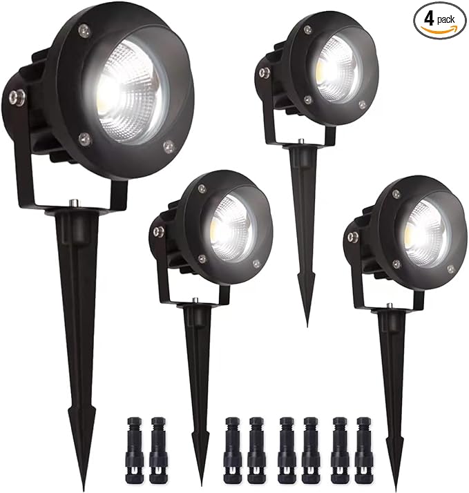 EAGLOD 20W Led 12V AC/DC Flag Spotlights Outdoor Landscape Lights,Low Voltage Landscape Lighting,IP65 Waterproof Flag Lights for Yard Wall Mounted Light 5000K Daylight Lawn Decorative 4Pack
