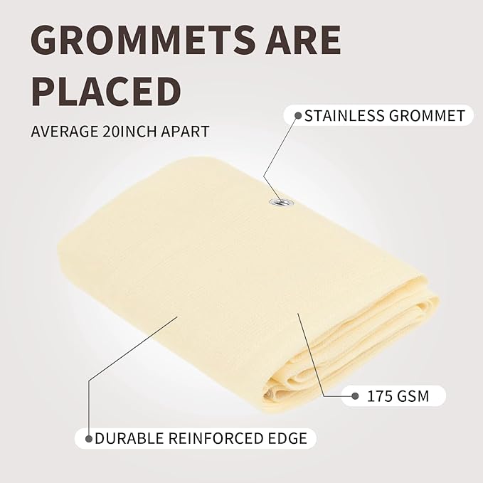 LOVE STORY Custom Size 3'x18' Butter Cream Balcony Privacy Screen,UV Block Privacy Fence Screen,90% Shield for Outdoor Pool Garden Apartment Railing