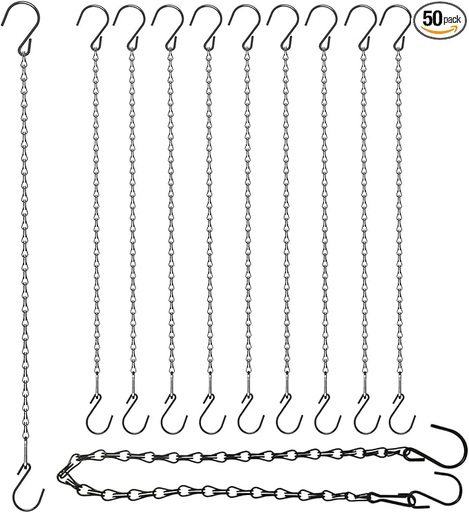 Chain for Hanging Plants, Adjustable Hanging Chain with Hooks, 21 Inch, Black – 10 Pack Heavy Duty for Hanging Bird Feeders,Grow Lights, Potted Plants, Neon Sign, Christmas Wrea