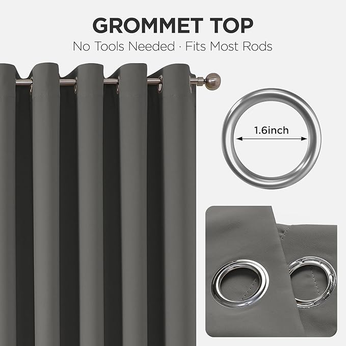 Joydeco Blackout Door Curtain for Doorway Privacy 78 Inches Long, Grommet Closet Curtain for Open Closet, Room Divider for Bedroom Living Room (Light Grey, 52Wx78L, 1 Panel)
