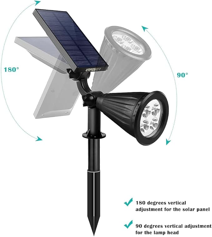 URPOWER Solar Lights Waterproof Solar Lights Outdoor 2-in-1 Adjustable Solar Spotlight Wall Light Auto On/Off Solar-Powered Landscape Lighting for Garden Yard Pathway Swimming Pool (4Pack, Warm White)