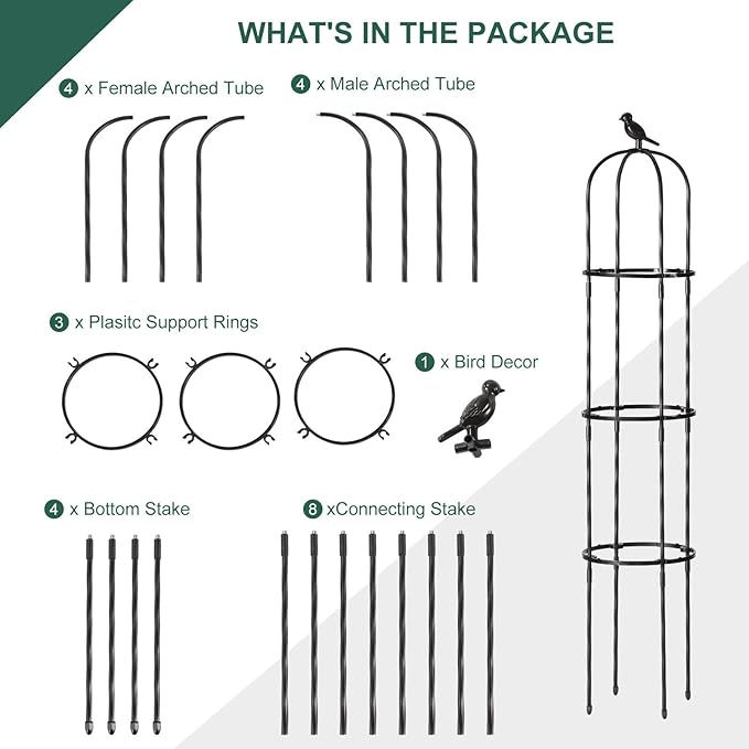 Garden Trellis for Climbing Plant Outdoor, 67" Tall Cucumber Trellis for Pot Raised Bed Climbing Vine Plants Vegetable Pea Bean Tomato Rose Clematis Cucumber Trellis, 2 Pack