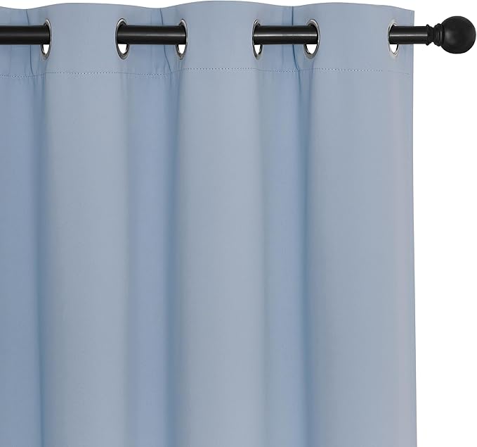 NICETOWN Blackout Curtain Drape for Bedroom - Light Reducing Thermal Insulated Solid Grommet Room Darkening Window Curtain 90 inches Long for Living Room (Vintage Blue, 1 Piece, W66 x L90)