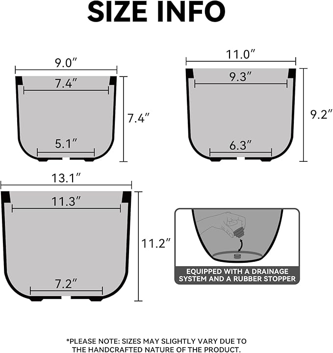 Kante Round Concrete Planter, 13.2 Inch Dia Classic Style Large Plant Pot with Drainage Hole for Indoor & Outdoor Plants, Ideal for Home, Patio, Garden, Weathered Concrete