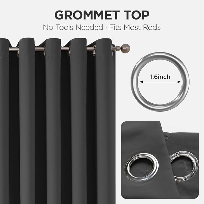 Joydeco Blackout Door Curtain for Doorway Privacy 78 Inches Long, Grommet Closet Curtain for Open Closet, Room Divider for Bedroom Living Room (Grey, 40Wx78L, 1 Panel)