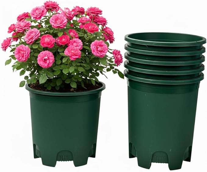 5 Gallon 6-Pack Green Large Plant Pots Nursery Tree Pot Plastic Planters for Outdoor Indoor Plants Gardening Flower Pots with Drainage Holes