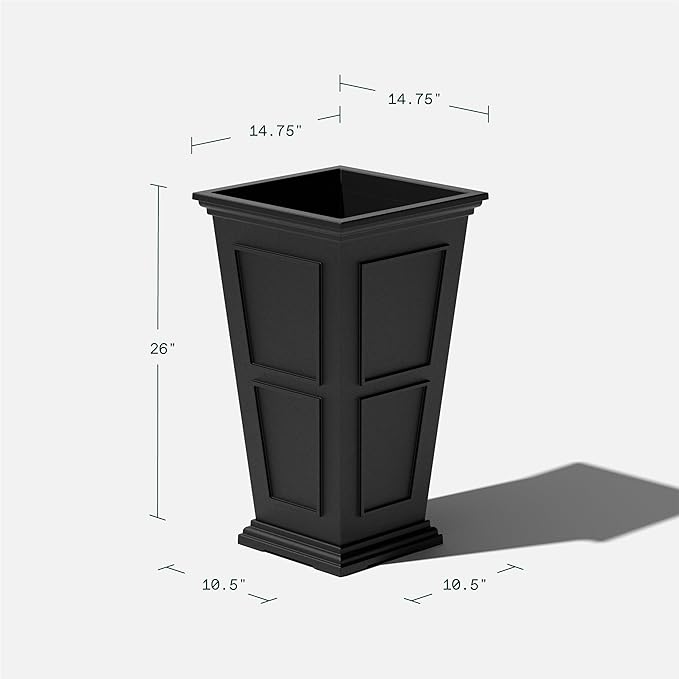 Veradek Fairmont Tall Plastic Planter - Large Outdoor Planter for Front Porch | Crack Resistant All-Weather Use | Classic Estate Design for Tall Plants, Flowers, Trees