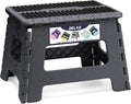 Delxo Folding Step Stool 9 Inch,Non-Slip Foldable Stools for Kids & Adults Up to 300 LBS,Kitchen Collapsible Fold Up Stepping Stool with Dotted 1 Pack,Gray