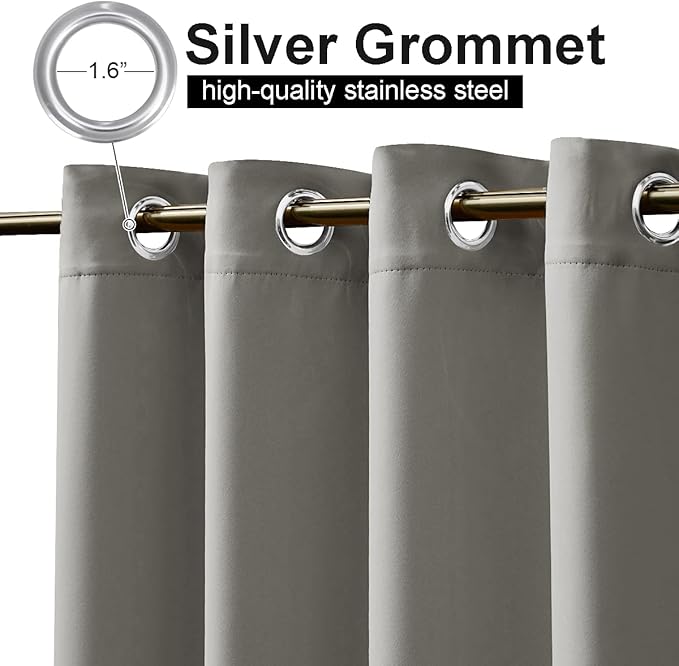 NICETOWN Bedroom Curtain for Patio Room Darkning, Thermal Insulated Rustproof Grommet Top Blackout Indoor Bedroom Vertical Drape Privacy for Gazebo/Pergola, Sand, W84 x L95, 1 PC