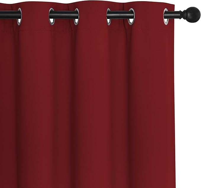 NICETOWN Blackout Drapery Curtain Panel 90 inches Long - Window Treatment Thermal Insulated Grommet Blackout Curtain/Drape for Bedroom Living Room (Burgundy Red, 1 Panel, 46 by 90 inches)