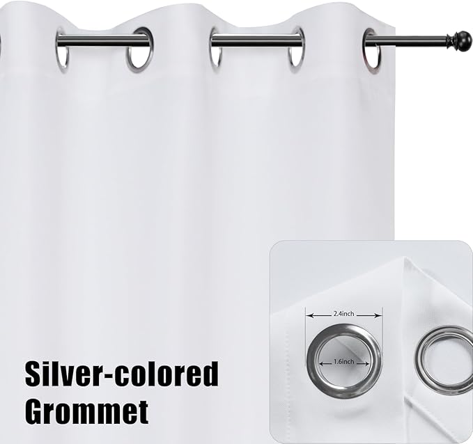 BONZER Waterproof Indoor/Outdoor Curtains for Patio Thick Privacy Extra Wide Grommet Curtains for Bedroom, Living Room, Porch, Pergola, Cabana, 1 Panel, 150W x 95L inch, White