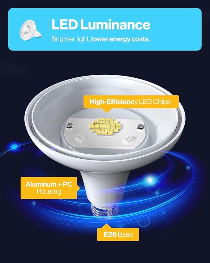 Sunco 48 Pack PAR38 LED Flood Light Outdoor Bulb, Waterproof Bright Dimmable 13W=100W, 5000K Daylight, 1050lm, E26 Base UL Energy Star Listed