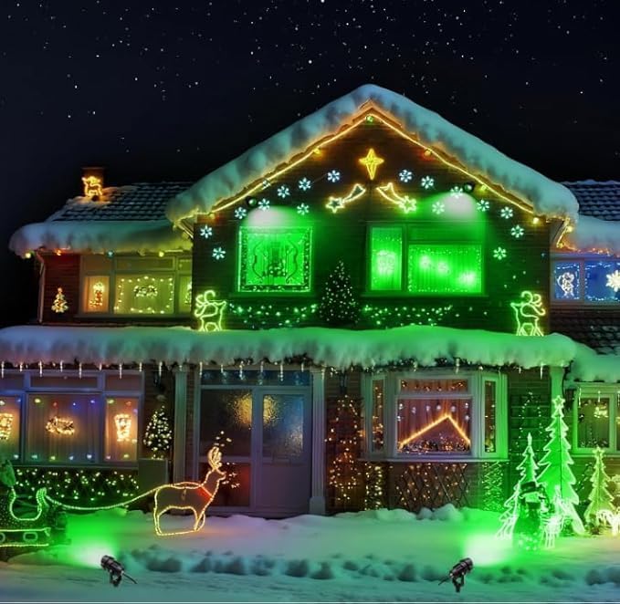 Halloween Christmas Outdoor Spotlights Green Landscape Lights Outdoor Spotlight,1 Pack 110v Plug-in Outdoor Waterproof Green Halloween Christmas Spotlights for Garden Pathway Tree Yard