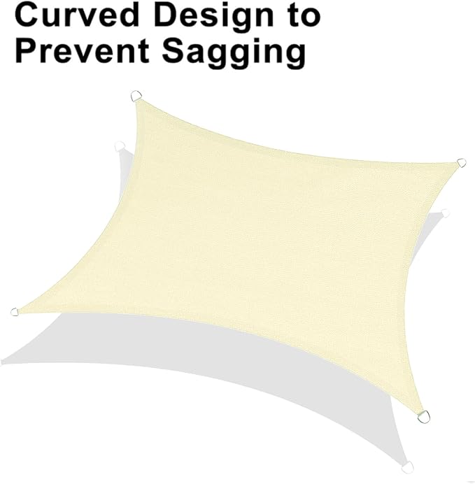 LOVE STORY Custom Size 6'x10' Butter Cream Sun Shade Sail Rectangle UV Block Canopy Patio Sail Sunshades Fabric for Outdoor Garden Carport (We Make Custom Size)