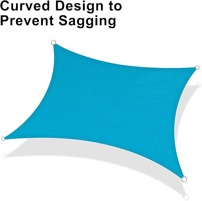 LOVE STORY Custom Size 6'x7' Turquoise Blue Sun Shade Sail Rectangle UV Block Canopy Patio Sail Sunshades Fabric for Outdoor Garden Carport (We Make Custom Size)