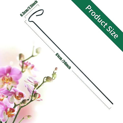 12 Pack Plant Support Stakes with 24 Pcs Plant Clips, Garden Single Stem Support Stake, Plant Cage Support Ring for Indoor Outdoor Flowers Rose Amaryllis Tomatoes Peony Lily Orchid (24 Inch)