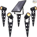 4-Spotlight Mini 50X Solar-Powered LED Spotlight (Warm White LED), Black Finish, Outdoor Garden Yard Landscape Downlight