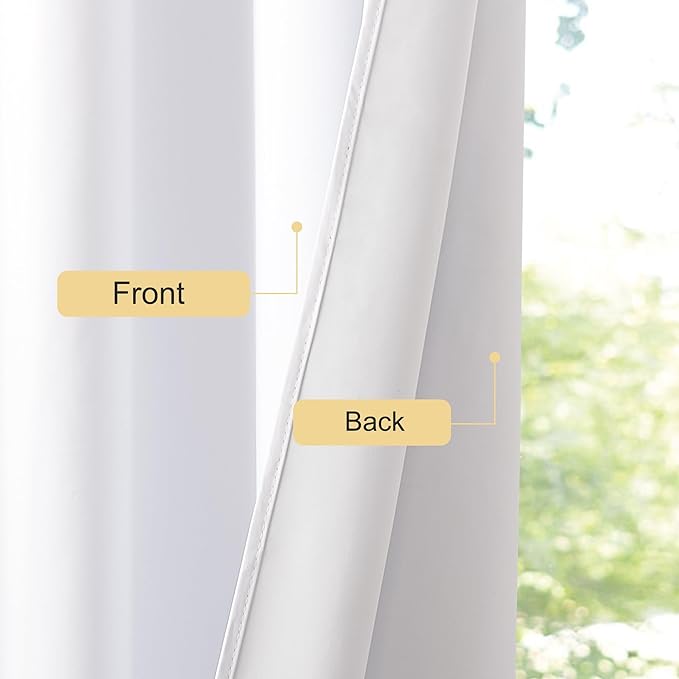 NICETOWN 100% Blackout Door Curtain 63 inch Long Thermal Insulated Room Darkening Privacy Short Curtain Window Treatment, Closet Drapes for Front/Sliding Door (Pure White, 52W x 63L, 1 Panel)