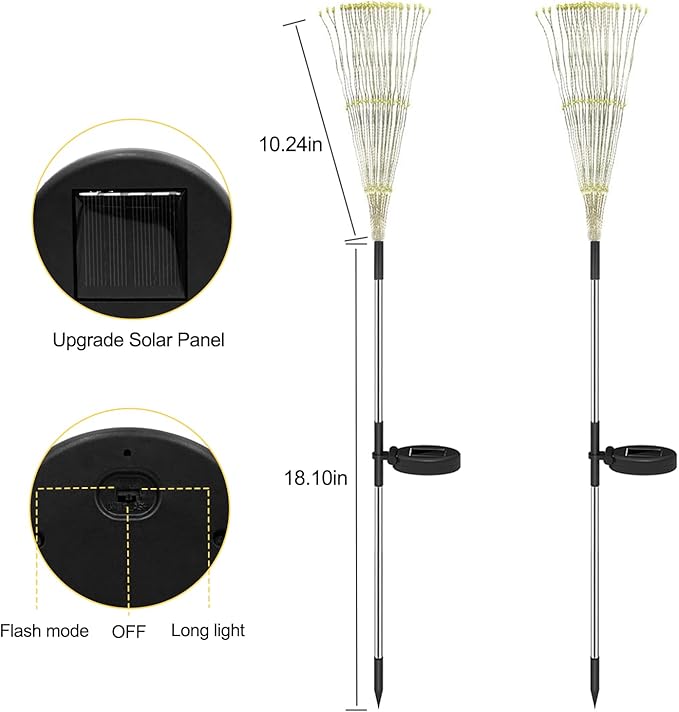 Solar Garden Lights Outdoor Decor: Fireworks Light Waterproof for Yard Decorations Outside - LED Fairy Sparklers Firework Lighting for Patio Decorative - Easter Birthday Home Gifts for Grandma Mom