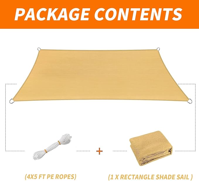 8'x12' Sun Shade Sail Curved Commercial Outdoor Shade Cover Turquoise Rectangle Heavy Duty Permeable 185GSM UV Block Sunshade for Backyard Yard Deck Patio Garden Outdoor Activities and Facility