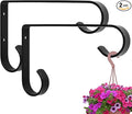 Metal Plant Hangers Outdoor - Wall Mounted Hanging Plant Bracket, 6 Inches, Set of 2, Ideal for Small Plants, Bird Feeders, Wind Chimes (Black)