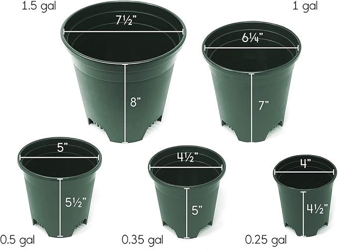 30-Pack Wholesale Nursery Pot in Bulk 5.5 Inch 0.5 Gallon Plastic Planters for Outdoor Indoor Plants Gardening Flower Pots with Drainage Holes Color Green