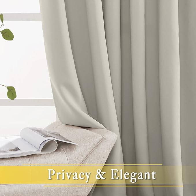 NICETOWN Room Divider Curtain for Bedroom, Grommet Patio Door Curtain Sound Dampening Thermal Insulated Wide Window Drape for Sliding Door (Natural, W80 x L84, 1 Panel)