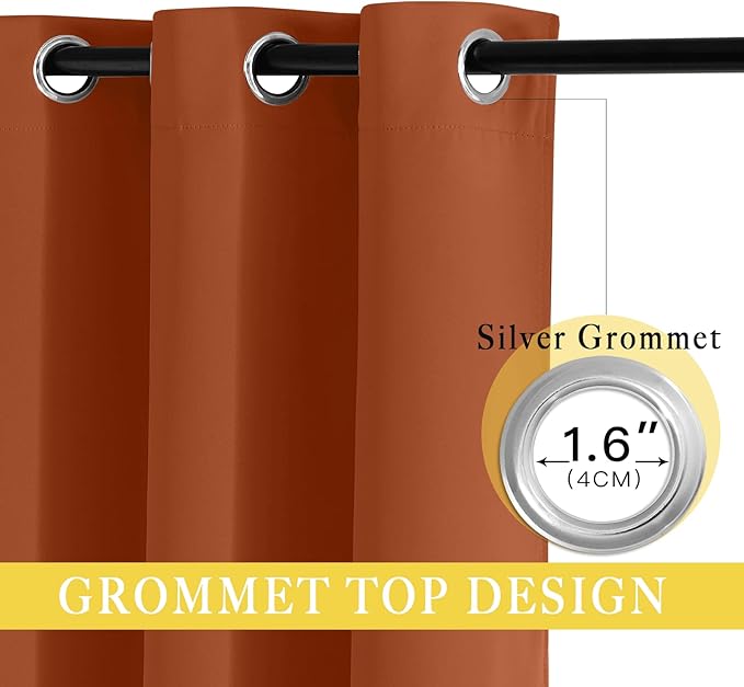 NICETOWN Blackout Curtains 63 inches Long for Living Room Bedroom, Grommet Thermal Insulated Room Divider Drape Window Treatment for Sliding Patio Door, W100 x L63, 1 Panel, Gold Brown