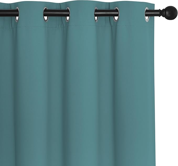 NICETOWN Blackout Curtain Drape for Bedroom - Light Reducing Thermal Insulated Solid Grommet Room Darkening Window Curtain 90 inches Long for Living Room (Sea Teal, 1 Piece, W66 x L90)