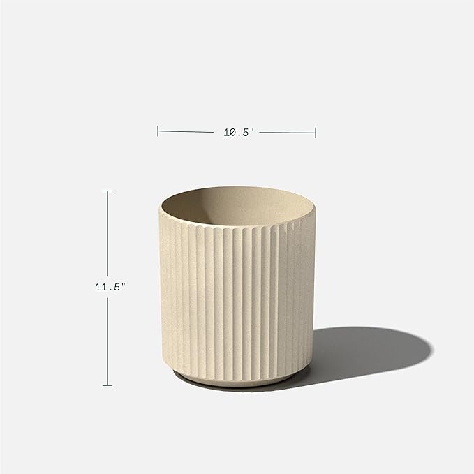 Veradek Demi Series Round Planter for Porch, Patio, Backyard | Durable Plastic-Concrete Material | Modern Décor for Tall Plants, Flowers