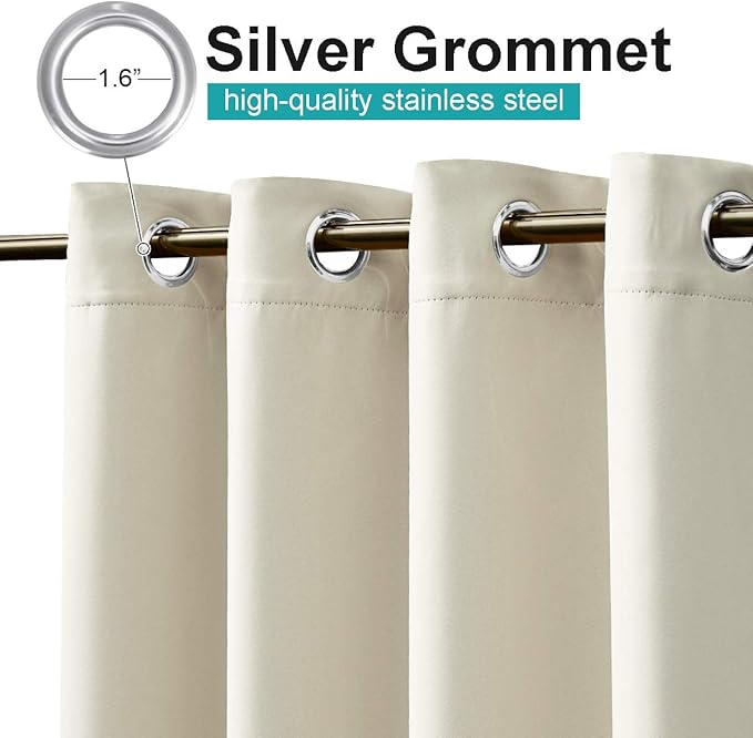 NICETOWN Outdoor Patio Curtain 84 inch Long, 66" Wide Waterproof & Weatherproof Curtain for Porch Gazebo Pergola Shower Pool Outside Deck, Privacy Protection Drape for Summer & Winter, 1 Panel, Beige