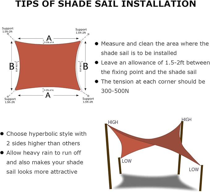 KANAGAWA 20'X24' Rust Red Custom Size Sun Shade Sail Rectangle UV Block Canopy Cover for Patio Backyard Lawn Garden Outdoor (Customized Available)