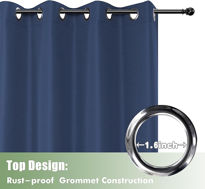 HolidayIdeas Waterproof Outdoor Curtains for Patio, 6 Panels - 54x108 Inches - Weatherproof Privacy Outsides Curtains for Backyard Porch Gazebo, Sunlight & UV Blocking (Navy, Grommet Top)