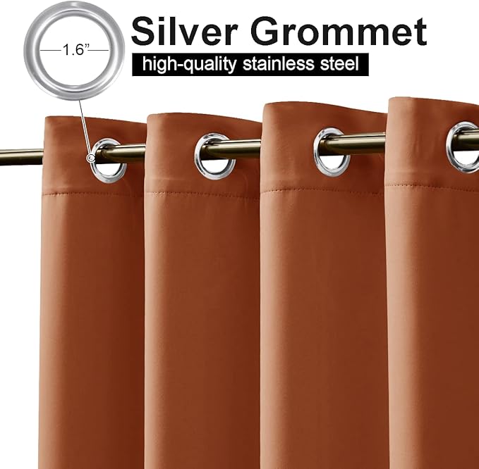 NICETOWN Outdoor Curtains for Patio Waterproof 2 Panels, Thermal Insulated Silver Rustproof Grommet Top Blackout Indoor Outdoor Curtain Drapes for Cabana, Mecca Red, W52 x L95
