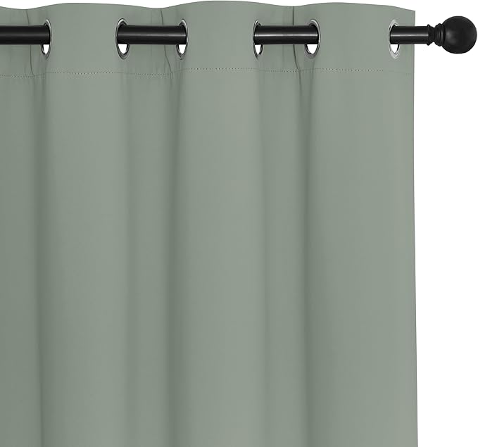 NICETOWN Room Darkening Short Curtain 54 inches Long for Living Room, Grommet Sound Reducing Thermal Insulated Curtains for Bedroom Nursery Window, 46W x 54L, 1 Piece, Sage Green