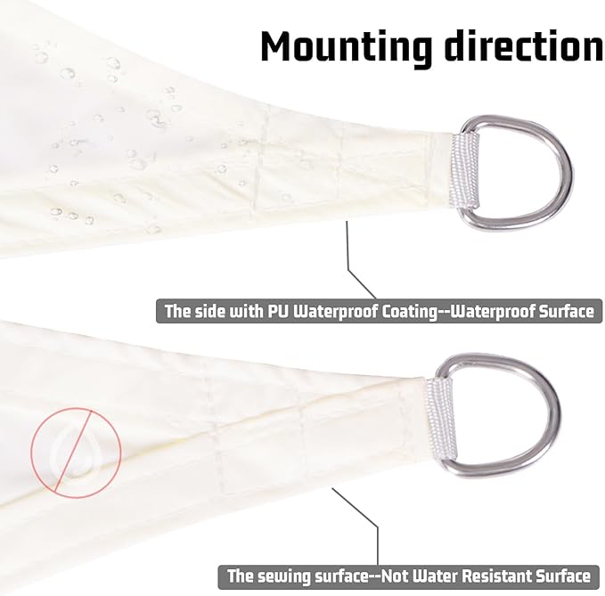 LOVE STORY Right Triangle 8'x10'x12.8' Waterproof Sun Shade Sail Canopy UV Block for Outdoor Patio Backyard Carport,Cream(We Make Custom Size)