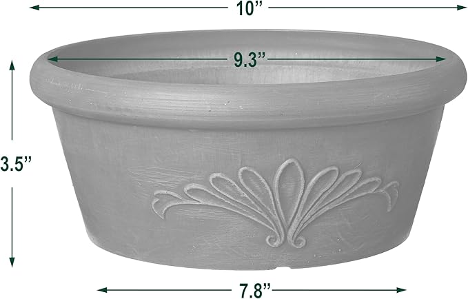 Arcadia Garden Products PSW TA25TP Plastic/Stone/Wood Composite Bulb Pan – No Drainage Hole (Drillable), Planter Bowl for Succulents, Bonsai, Fairy Gardens, Herbs,10-Inch, Taupe