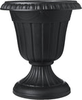 Arcadia Garden Products PL00BK Classic Traditional Plastic Urn Planter, 16” x 18”, Black