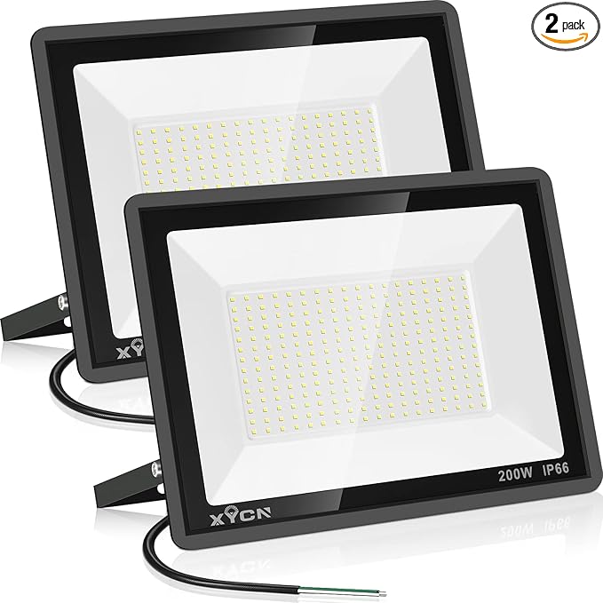200W LED Flood Light 2 Pack, 22500lm Super Bright Security Lights, IP66 Waterproof Outdoor Flood Light, 5000K Daylight White Floodlight for Yard, Garden,Basketball Court, Arena