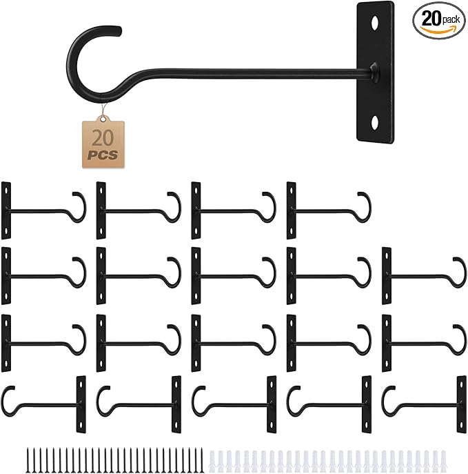 Plant Hooks 20Pack Hanging Plant Bracket 6in Metal Plant Hanger Decorative Plant Hook Black