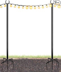 10FT String Light Poles for Outdoor, Heavy Duty Metal Lighting Stand Pole for Garden Lawn Backyard Patio Holiday Wedding Party Decorations 2 Pack