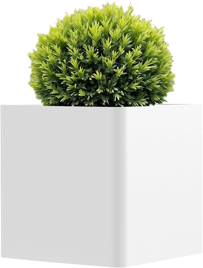 Large Outdoor Planter 26" L x 26" W x 26" H,Metal Square Planter for Outdoor Plants,Heavy Duty Modern Flower Plant Pot for Porch/Patio/Garden