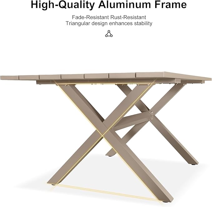 PURPLE LEAF 12 Pieces Patio Dining Set with Outdoor Aluminium Dining Table and Woven Chairs Modern Metal Furniture Cushions Sets for Garden Yard Indoor Decor Kitchen Champagne