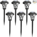 GIGALUMI 6 Pack Solar Pathway Lights Outdoor, Metal Glass & ABS Solar Landscape Lights Waterproof IP65, Warm White Solar Powered Garden Lights for Yard Patio Walkway Driveway (Black)