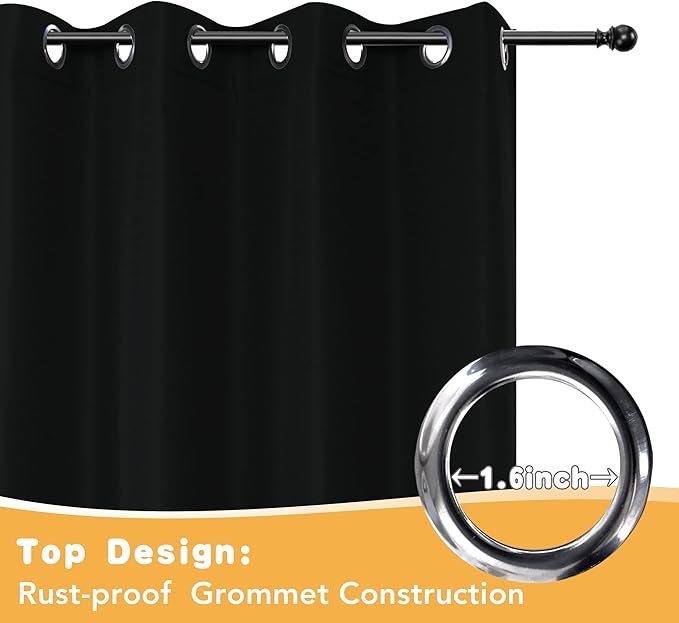 HolidayIdeas Outdoor Curtains for Patio Waterproof, 2 Panels - 84 x 95 Inch - Privacy Protection & Light Filtering Curtains Grommet Outside Curtains for Porch, Gazebo, Pergola, Backyard (Black)
