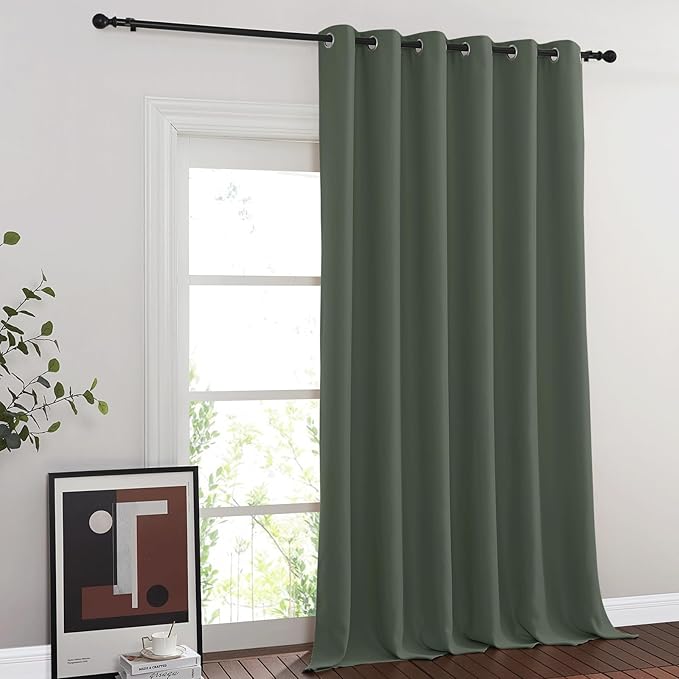NICETOWN Blackout Room Divider Curtains for Sliding Glass Doors 102 Inches Long 1 Panel, Extra Wide Curtains for Doorway Patio Bedroom Living Room (Dark Mallard, 80Wx102L, 1 Panel)